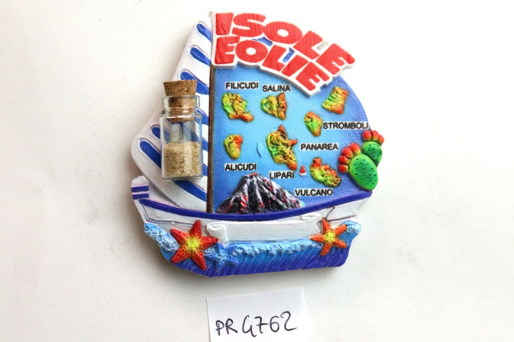 MAGNETE RESINA BARCA C/BOTT ISOLE EOLIE 