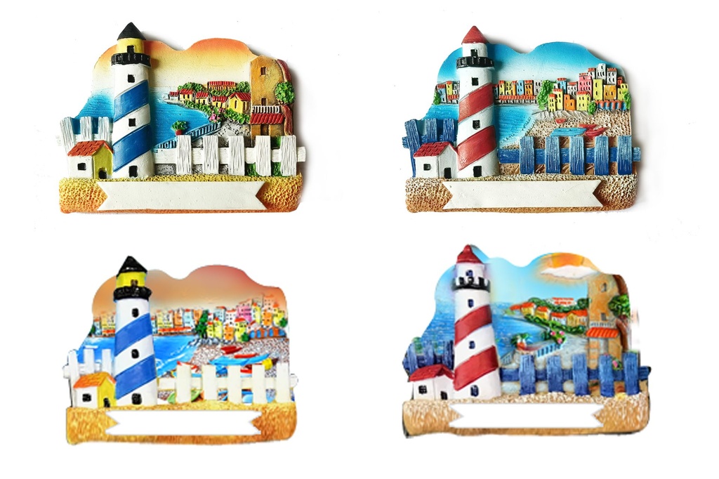 MAGNETE RESINA VEDUTA C/FARO E STECCATO 4 ASS 