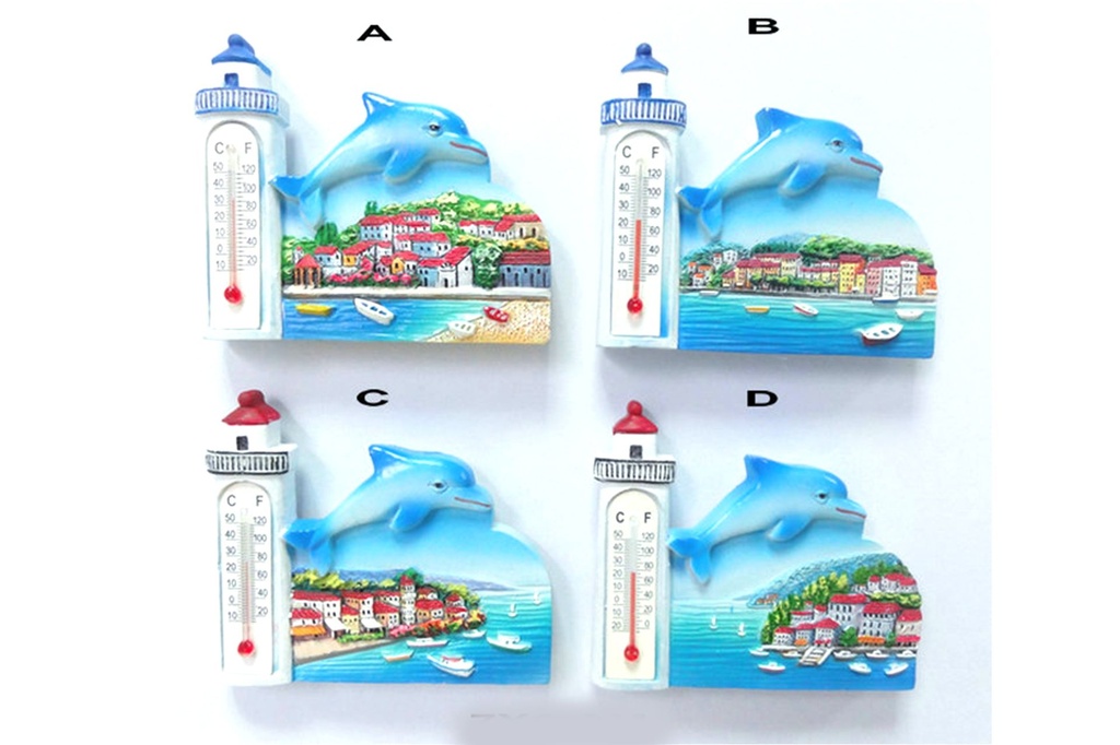 MAGNETE RESINA VEDUTA DELFINO E TERMOMETRO 4 MOD 