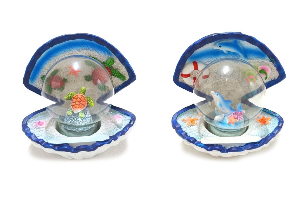 BOLLE RESINA SU CONCHIGLIA CON SOGG MARINI 