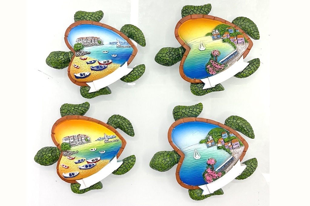 MAGNETE RESINA TARTARUGA C/VEDUTA CUORE 4 MOD ASS 