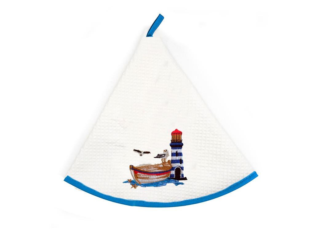 CANOVACCIO WAFFLE CONO RICAMO BARCA E FARO 