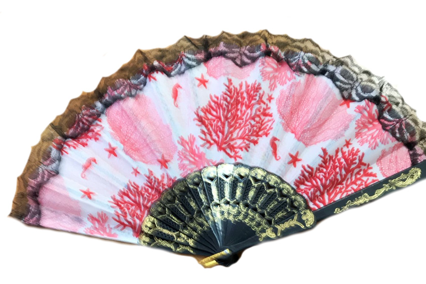 VENTAGLIO STOFFA CORALLO 