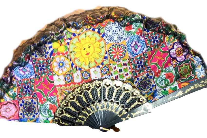 VENTAGLIO STOFFA MAIOLICHE 