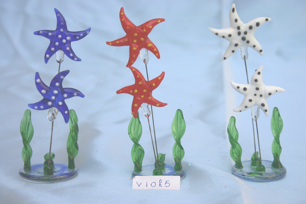 PIEDISTALLO C/2 STELLE MARINE VETRO 