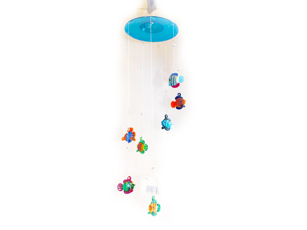 SCACCIAPENSIERI VETRO 9 PESCI 3 COL.ASS. 