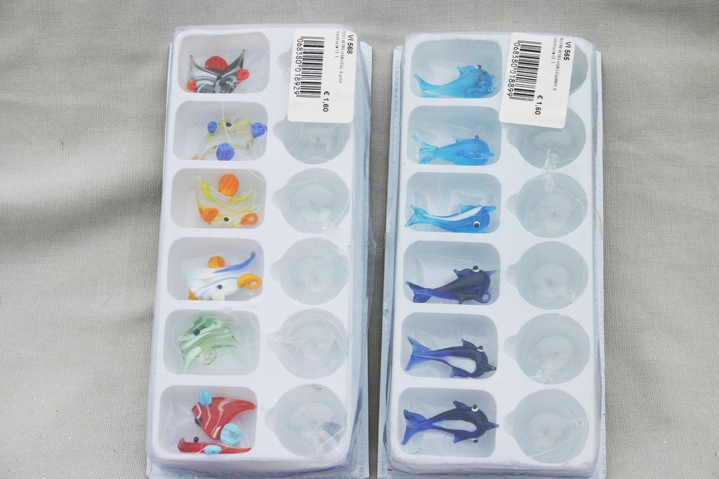 DELFINI VETRO c/GALLEGGIANTE 6 pz/cf 