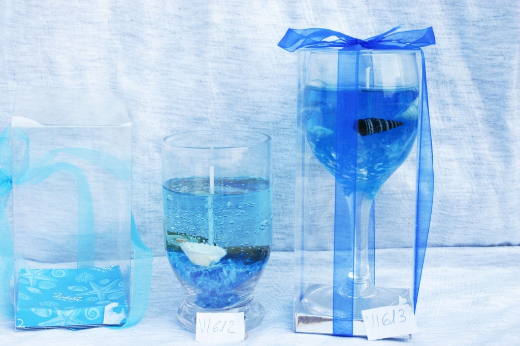 BICCHIERE VETRO C/CANDELA GEL CM 11x6 