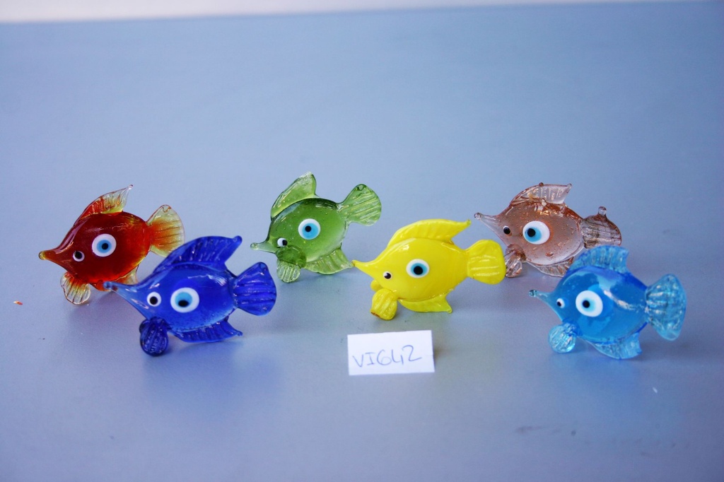 CONFEZIONE 6 PESCI VETRO 