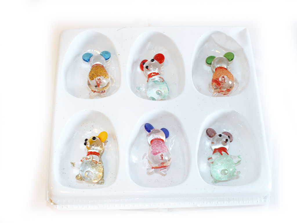 CONFEZIONE 6 ORSETTI VETRO ORO 