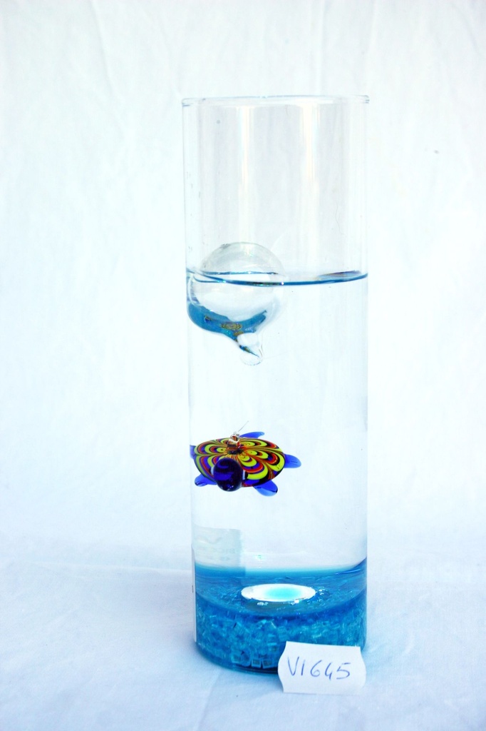 BICCHIERINO VETRO C/TARTARUGA GALLEGGIANTE 