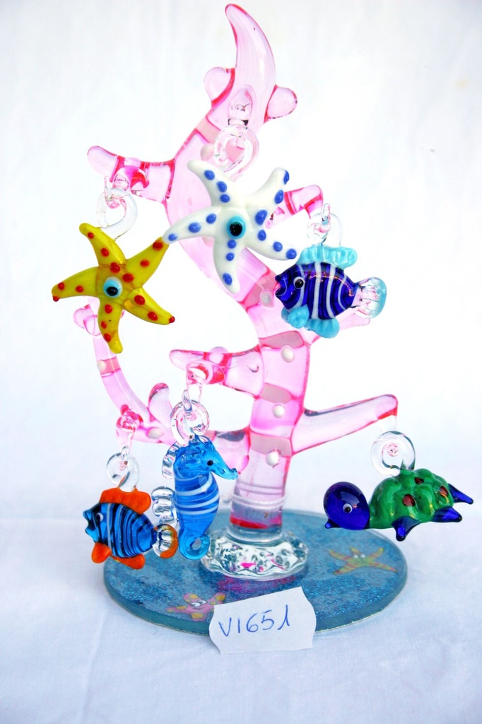 RAMO VETRO C/ORNAMENTI MARINI 