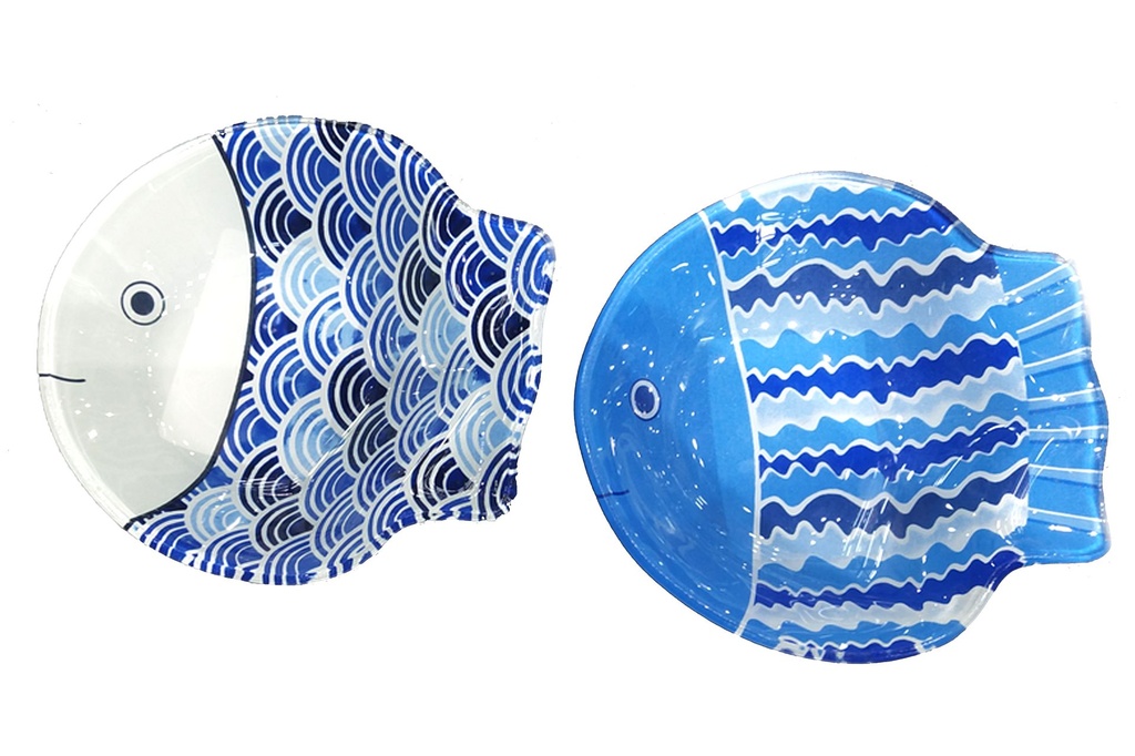 PIATTO VETRO PESCE PALLA 2 MOD 11.7*11.7*3.1 CM 