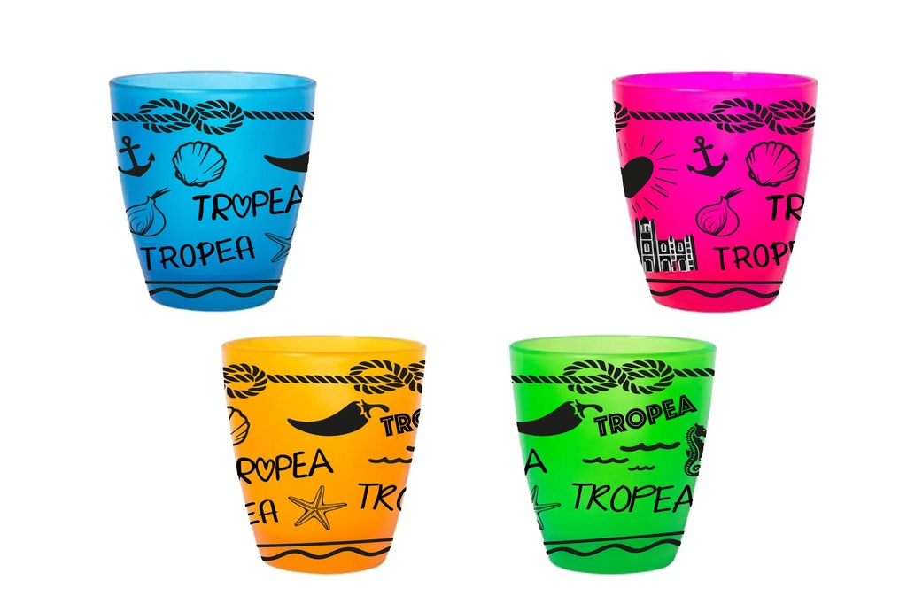 BICCHIERINO VETRO TROPEA 4 COL ASS 