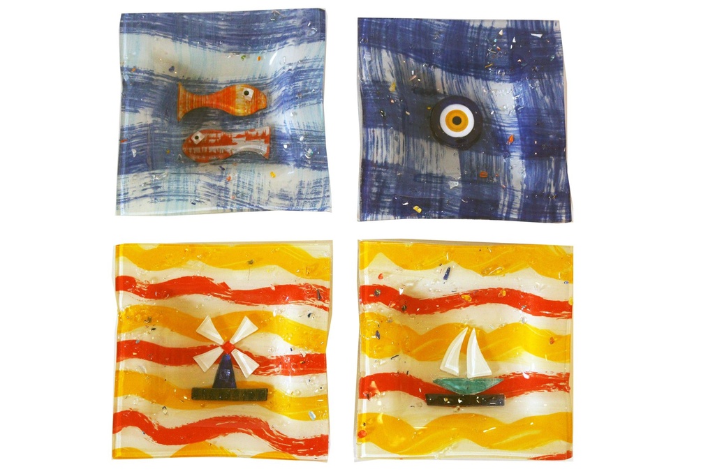 PIATTO VETRO QUADRATO 11.5*11.5 CM COL E SOGG ASS 