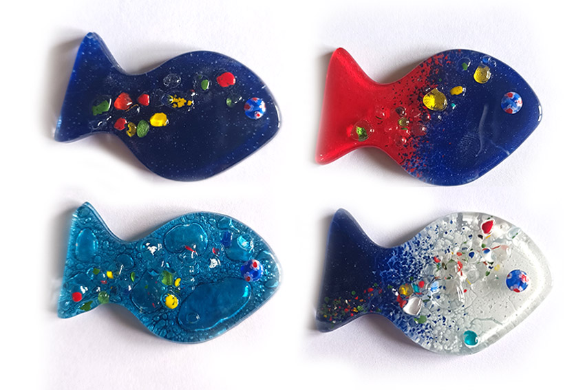 MAGNETE PESCE VETRO 7 CM COL ASS 