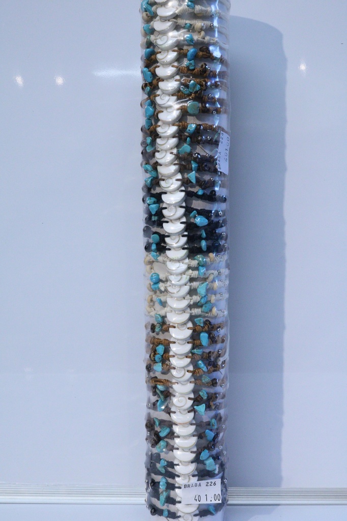 BRACCIALE CORDA, PIETRA E CONCHIGLIA SU TUBO