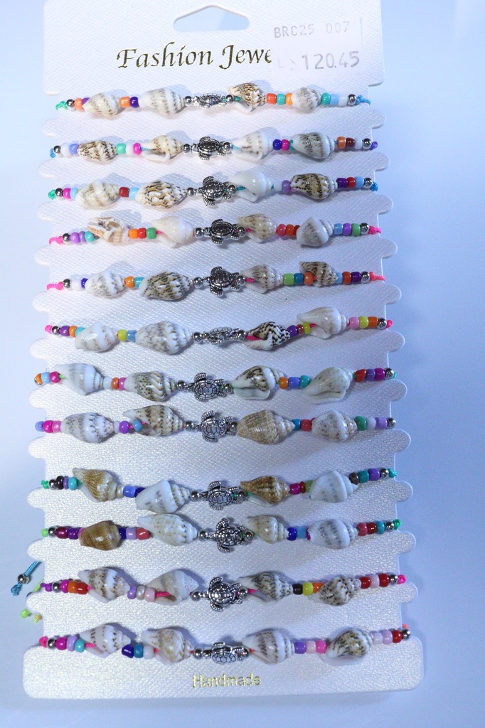 BRACCIALE CONCHIGLIA, PERLINE E METALLO