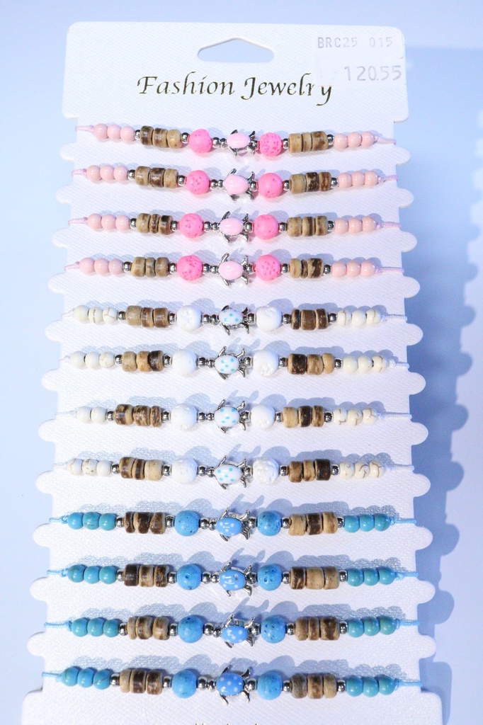 BRACCIALE LEGNO, PERLINE E METALLO