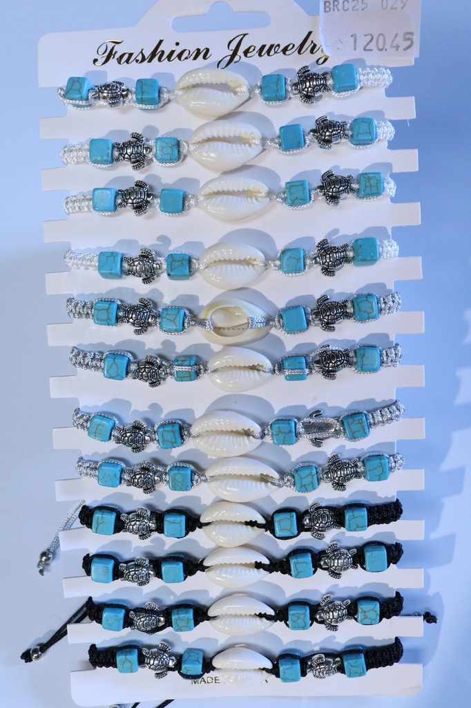 BRACCIALE PERLINE, CONCHIGLIA E METALLO