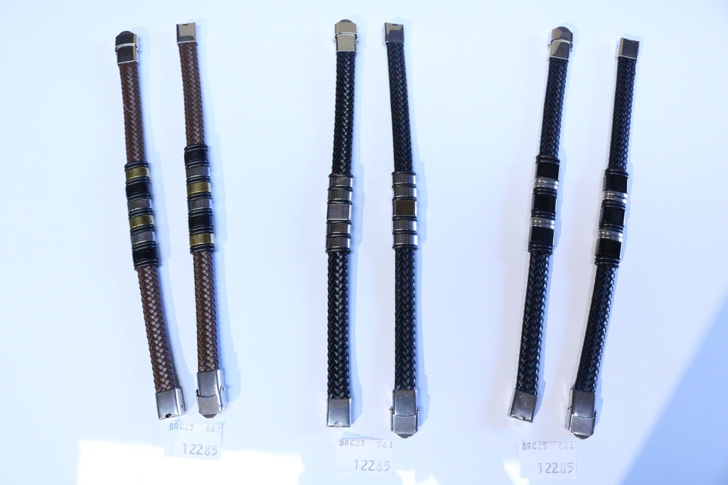 BRACCIALE CUOIO E ACCIAIO