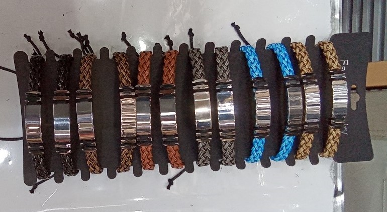 BRACCIALE CUOIO E ACCIAIO