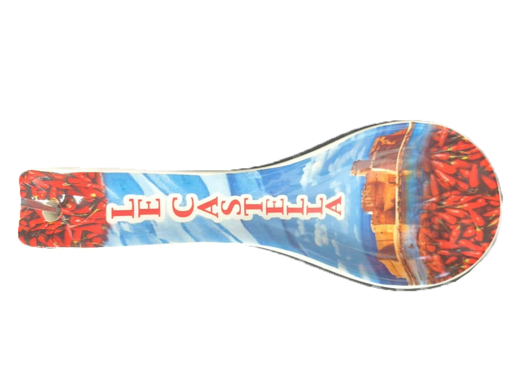 POGGIAMESTOLO CERAMICA 26CM CON DECALCO LE CASTELLA E BOX CON FINESTRA