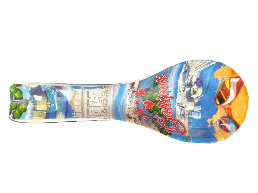 POGGIAMESTOLO CERAMICA 26CM CON DECALCO GALLIPOLI E BOX CON FINESTRA