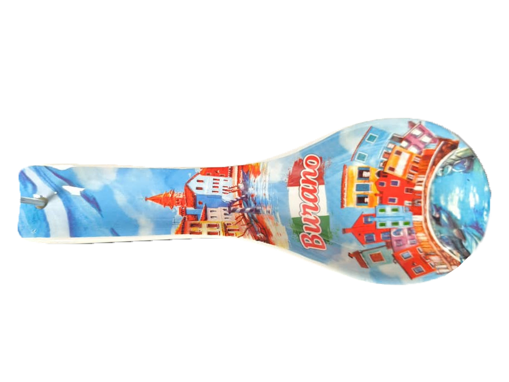 POGGIAMESTOLO CERAMICA 26CM CON DECALCO BURANO E BOX CON FINESTRA