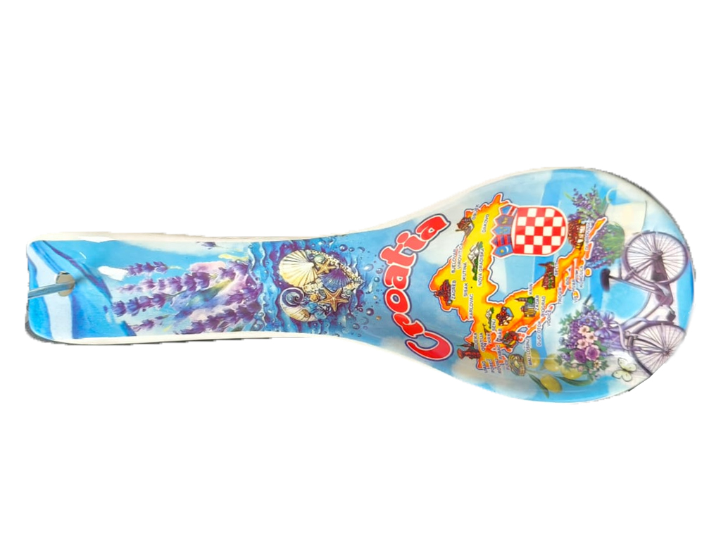 POGGIAMESTOLO CERAMICA 26CM CON DECALCO CROATIA E BOX CON FINESTRA