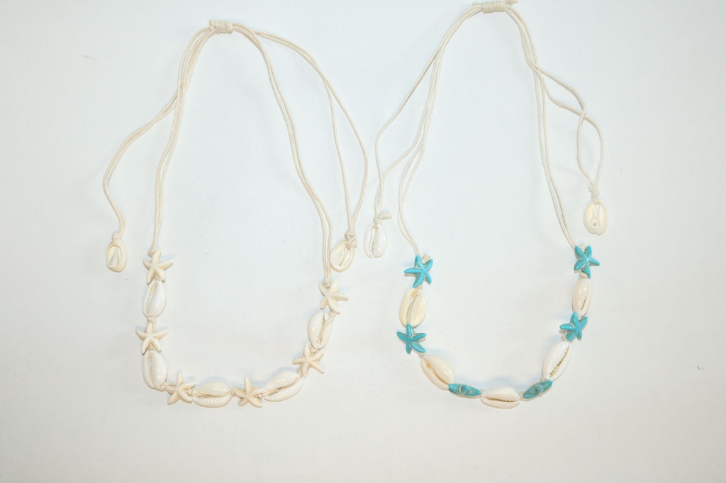 COLLANA  CONCHIGLIA E PERLINE AZZURRE