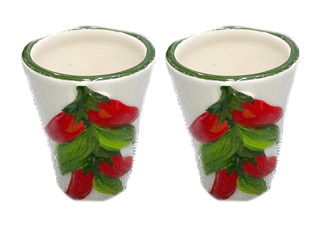 SHOTGLASS IN CERAMICA CON PEPERONCINI A RILIEVO