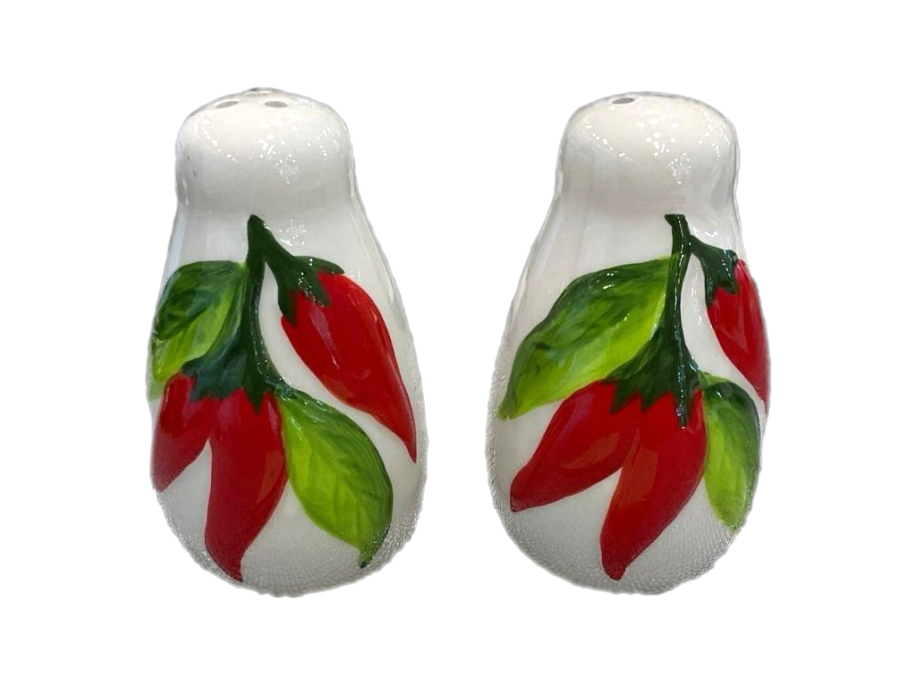 SET SALE E PEPE CERAMICA CON PEPERONI A RILIEVO