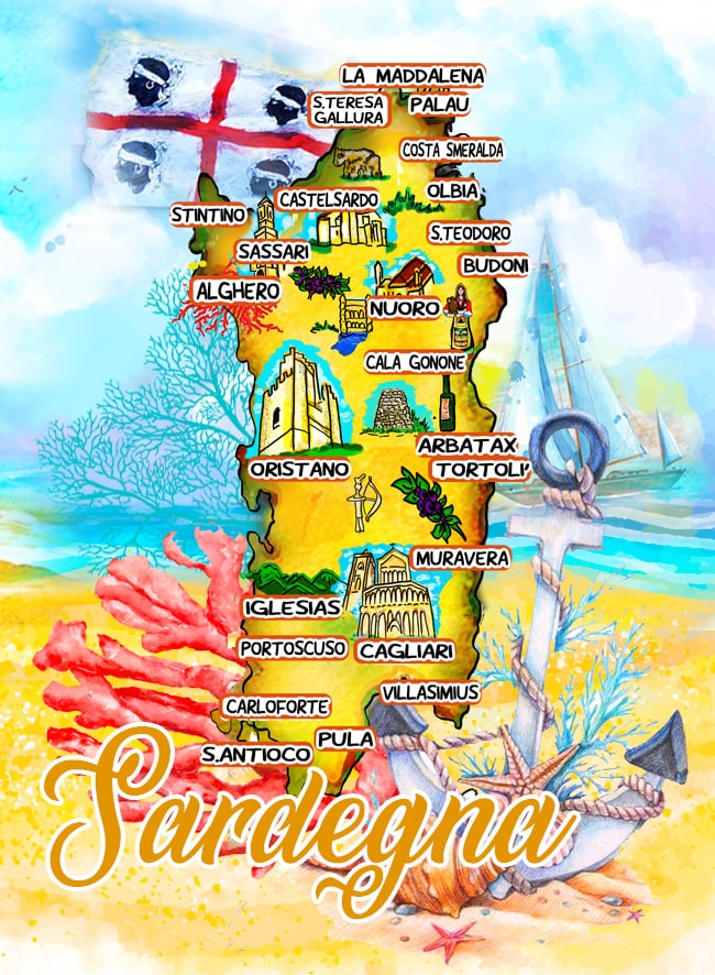 MAGNETE IN MELAMINE SARDEGNA MAPPA RETTANGOLARE