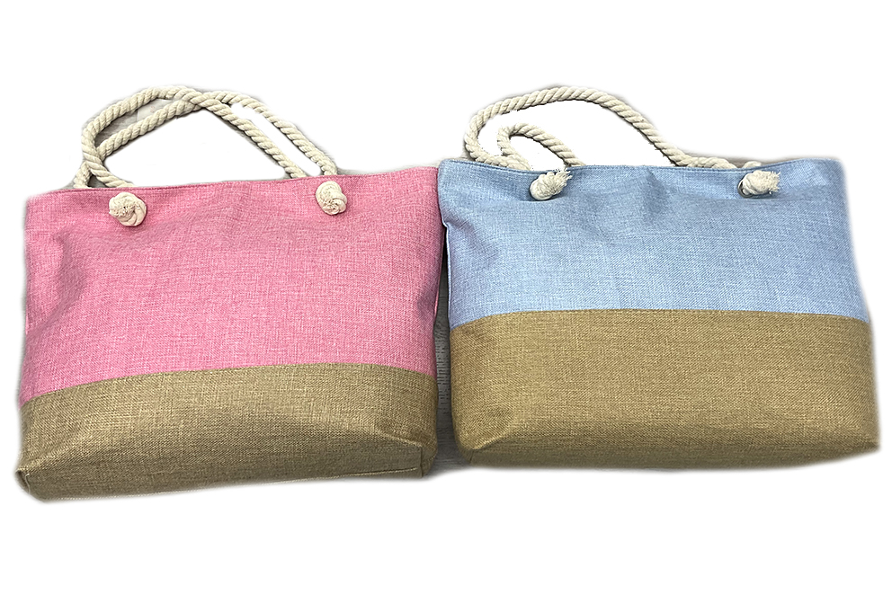 BORSA STOFFA E RAFFIA 2 COL ASS 53*37*13 CM