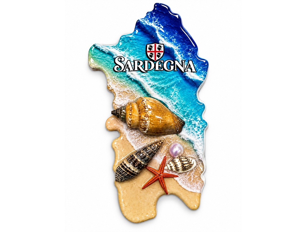 MAGNETE RESINA FORMA SARDEGNA SPIAGGIA