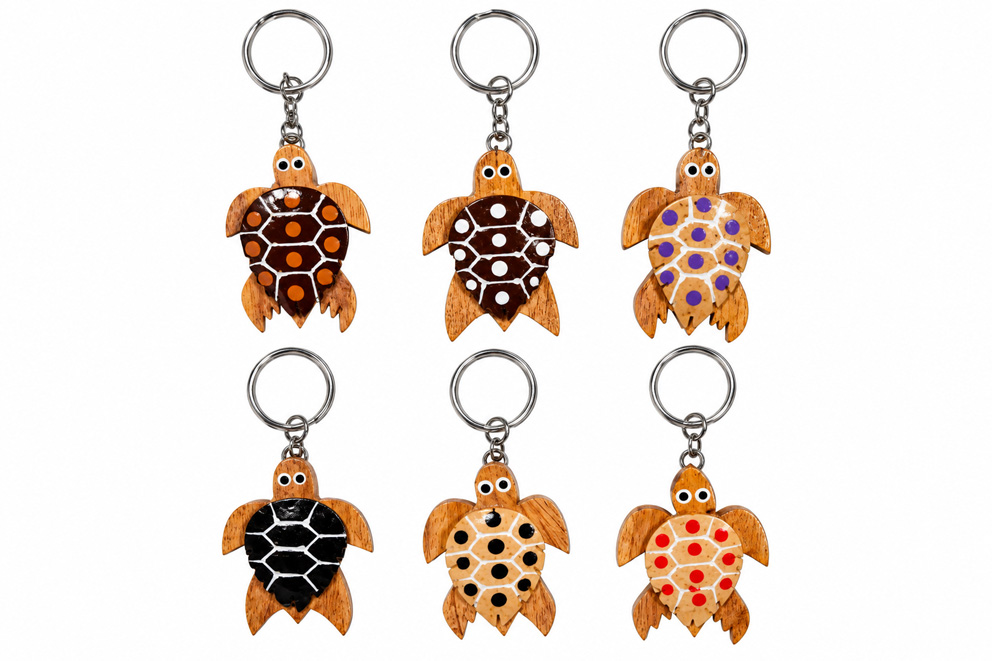 PORTACHIAVE LEGNO TARTARUGA COLORI ASSORTITI
