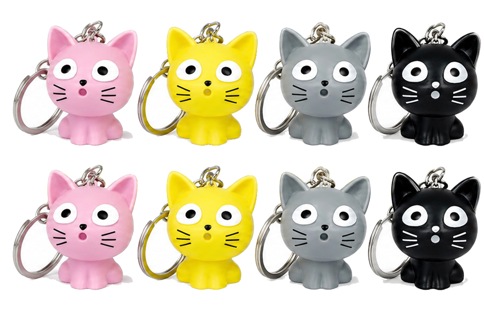 PORTACHIAVE PLASTICA GATTO CM 5.5 CON LUCE E SUONO