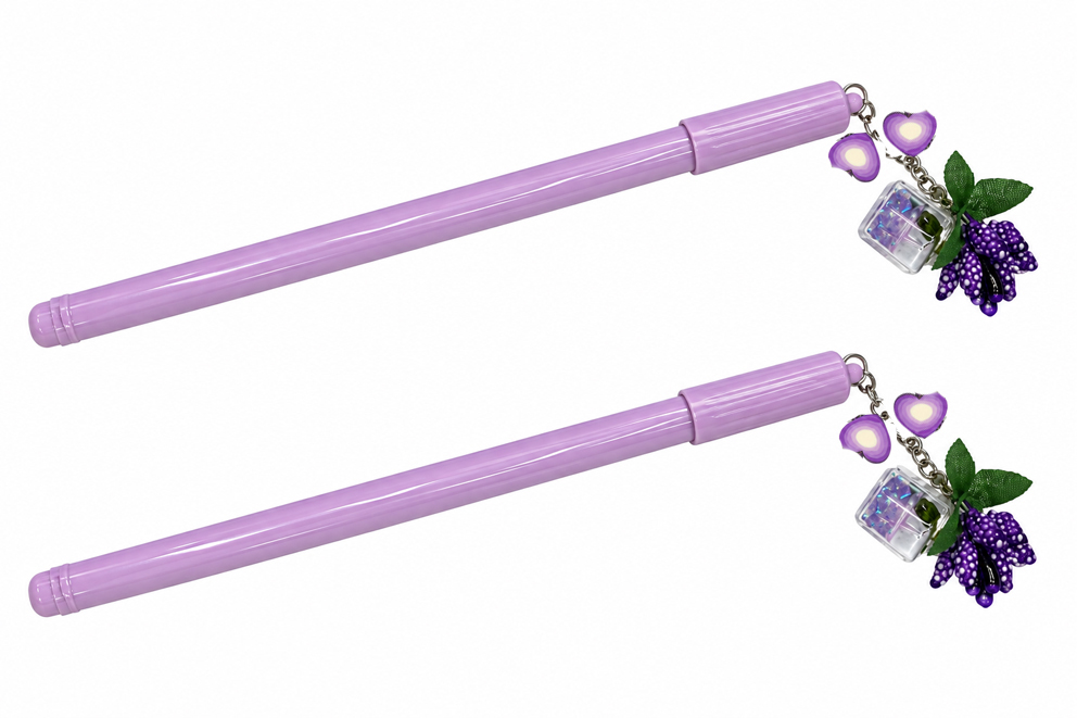 PENNA PLASTICA VIOLA CON PENDENTE LAVANDA