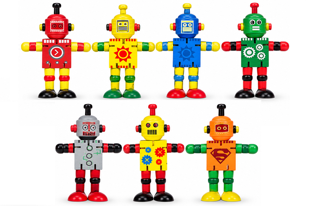 ROBOT LEGNO 10.8 CM 8 COL ASS