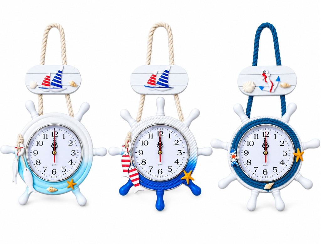 CORDINO CON OROLOGIO TIMONE LEGNO D'APPENDERE 3 MOD ASS